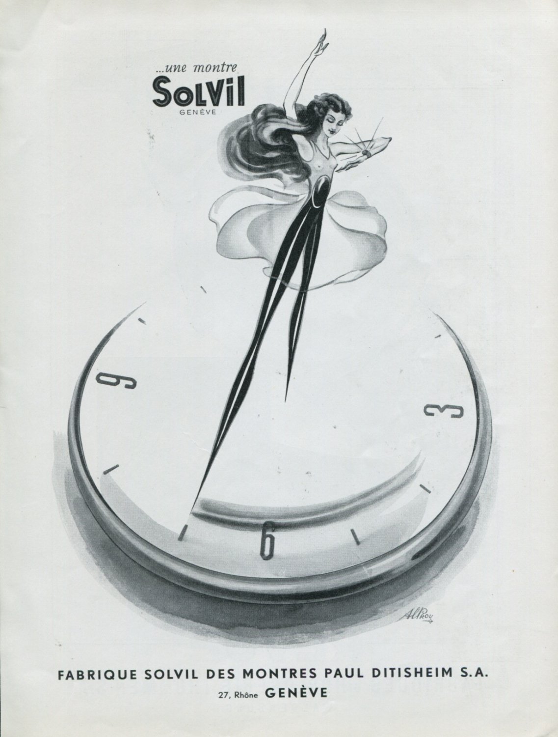 Vintage 1948 Solvil Watch Co Paul Ditisheim SA Swiss Advert Publicite Suisse Montres Solvil CH