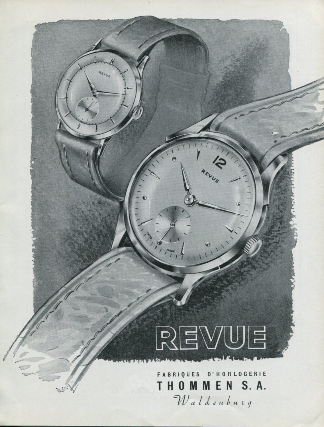 Vintage 1948 Revue Watch Co Thommen SA Switzerland Swiss Advert Publicite Suisse Montres CH