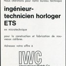 1969 IWC International Watch Company Employment Advertisement Swiss Advert