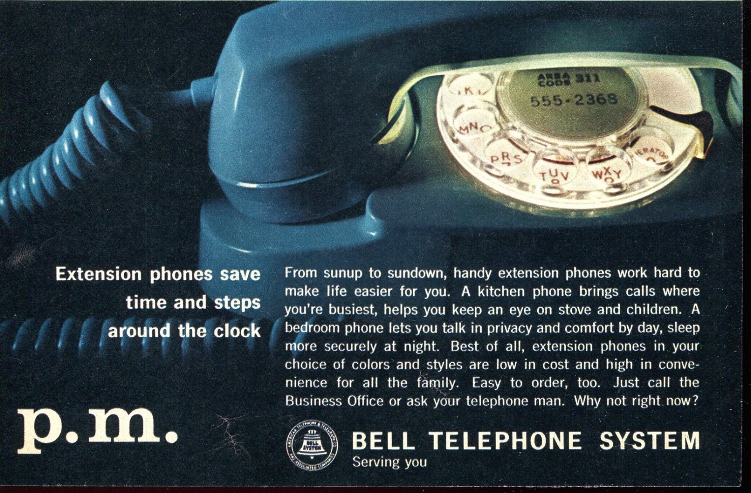 1964 Bell Telephone System Extention Phones Save You Time and Steps Magazine Ad