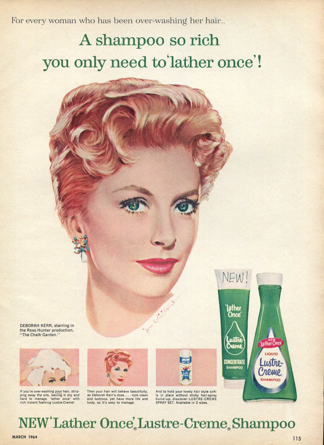 1964 Deborah Kerr The Chalk Garden Lustre Creme Shampoo Ad Advert ...