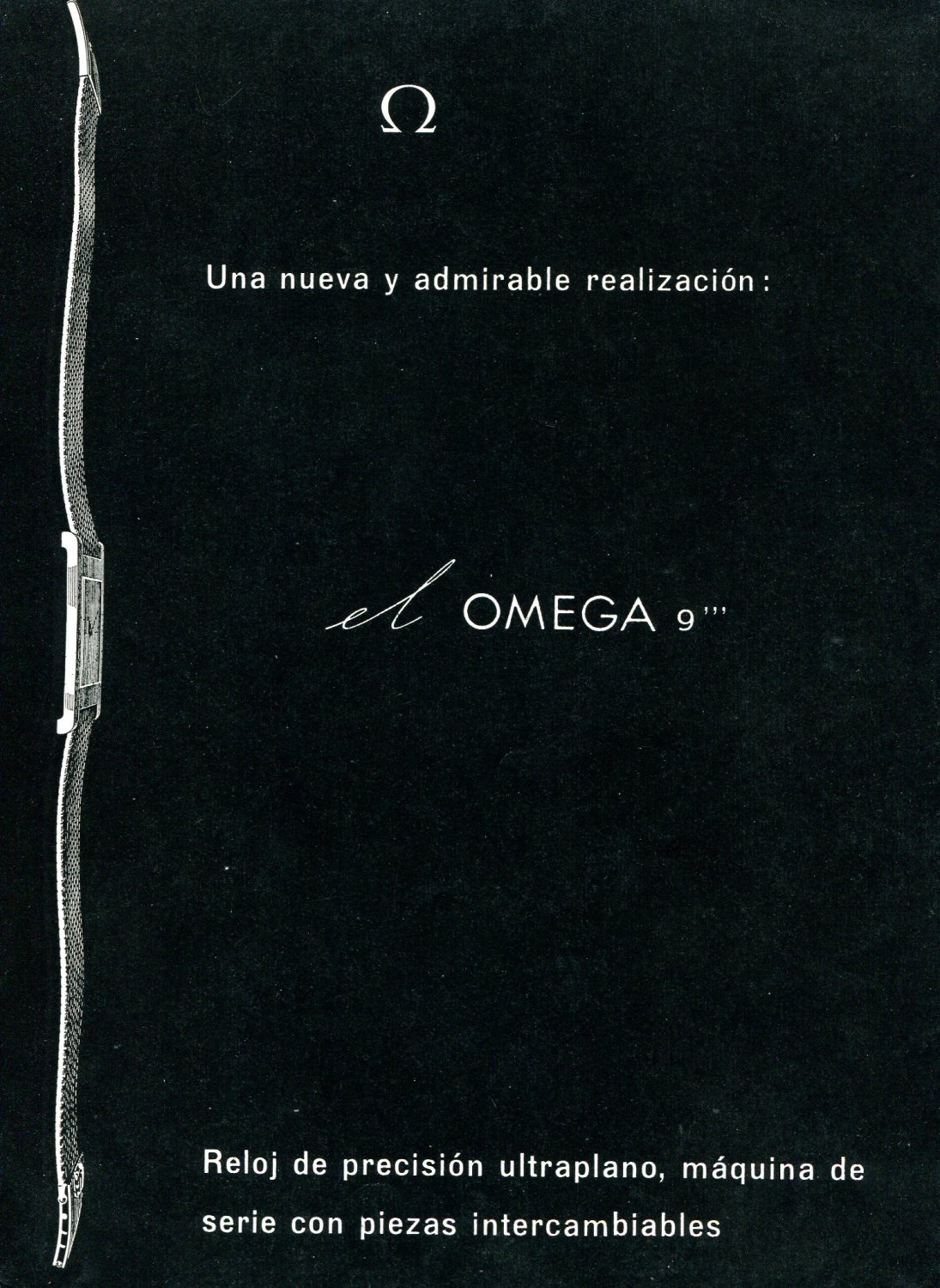 1958 Omega CH 9'" Watch Advert Omega Watch Company Switzerland 1950s Print Ad Spain Spanish
