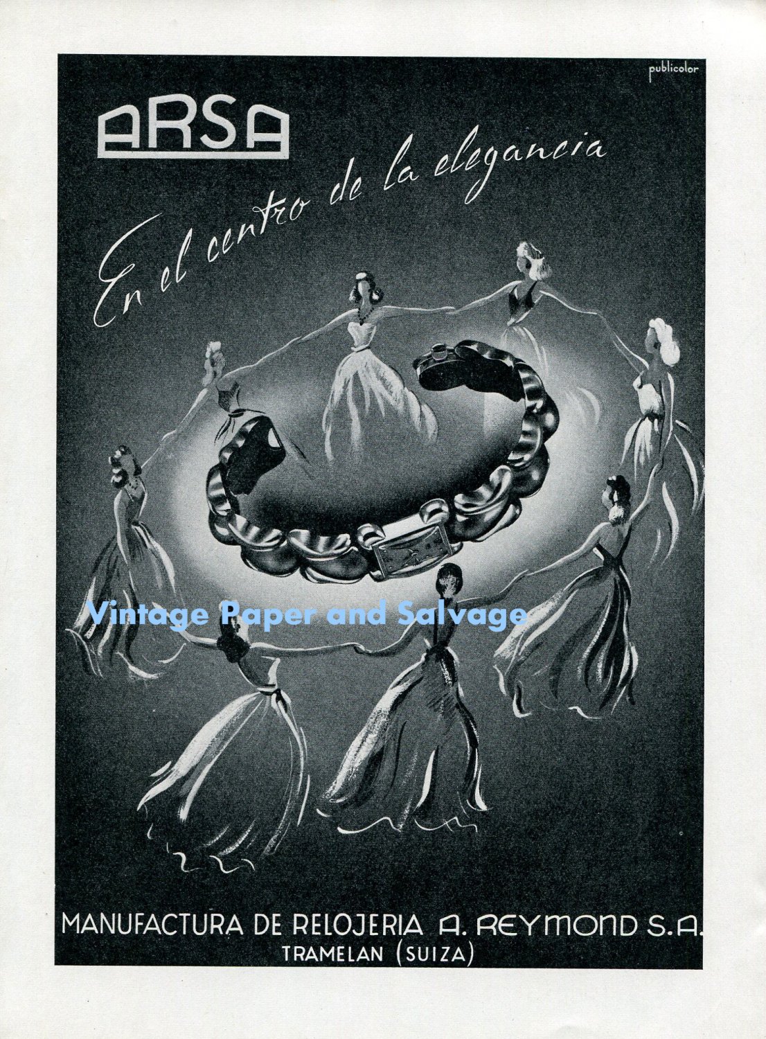 Vintage 1948 ARSA Watch Company Auguste Reymond SA Switzerland Swiss Ad Advert Suisse Publicite