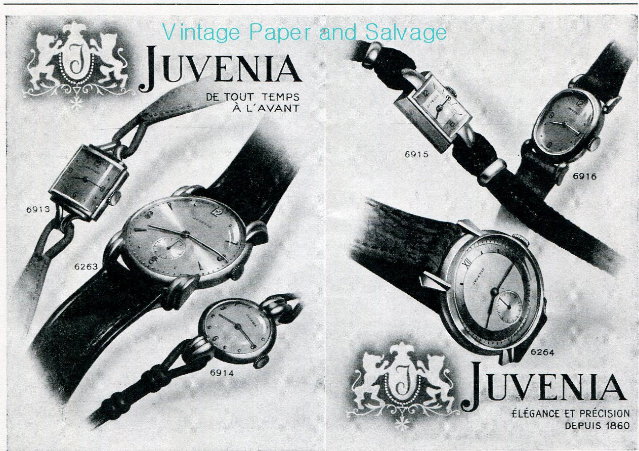 Vintage 1945 Juvenia Royal Watch Advert 1940s Swiss Print ...