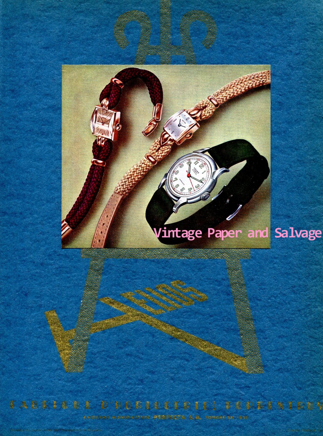 Vintage 1945 Helios Watch Company Porrentruy Switzerland 1940s Swiss Print Ad Suisse