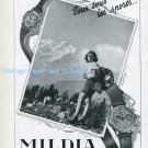 Vintage 1945 Mildia Watch Company La Chaux-de-Fonds Switzerland 1940s Swiss Print Ad Suisse