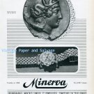 Vintage 1945 Minerva Watch Company Villeret Switzerland 1940s Swiss Ad Advert Suisse