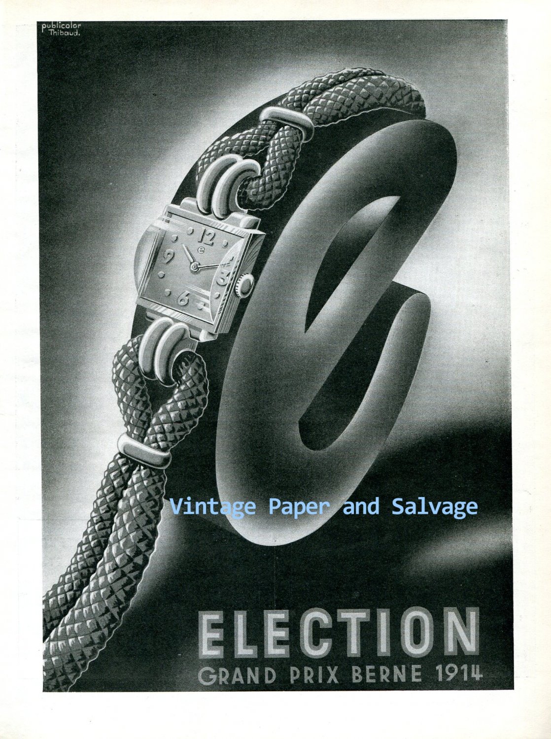 1945 Election Watch Company Switzerland Vintage 1940s Swiss Print Ad Advert Suisse