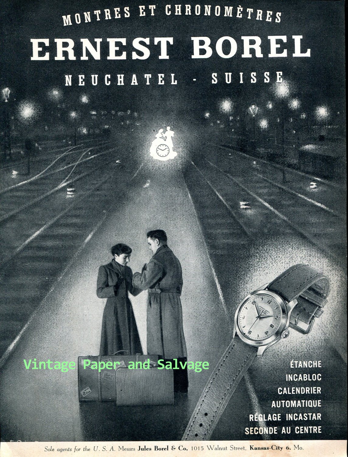 Vintage 1952 Ernest Borel Watch Company Switzerland Original 1950s Swiss Ad Advert Suisse