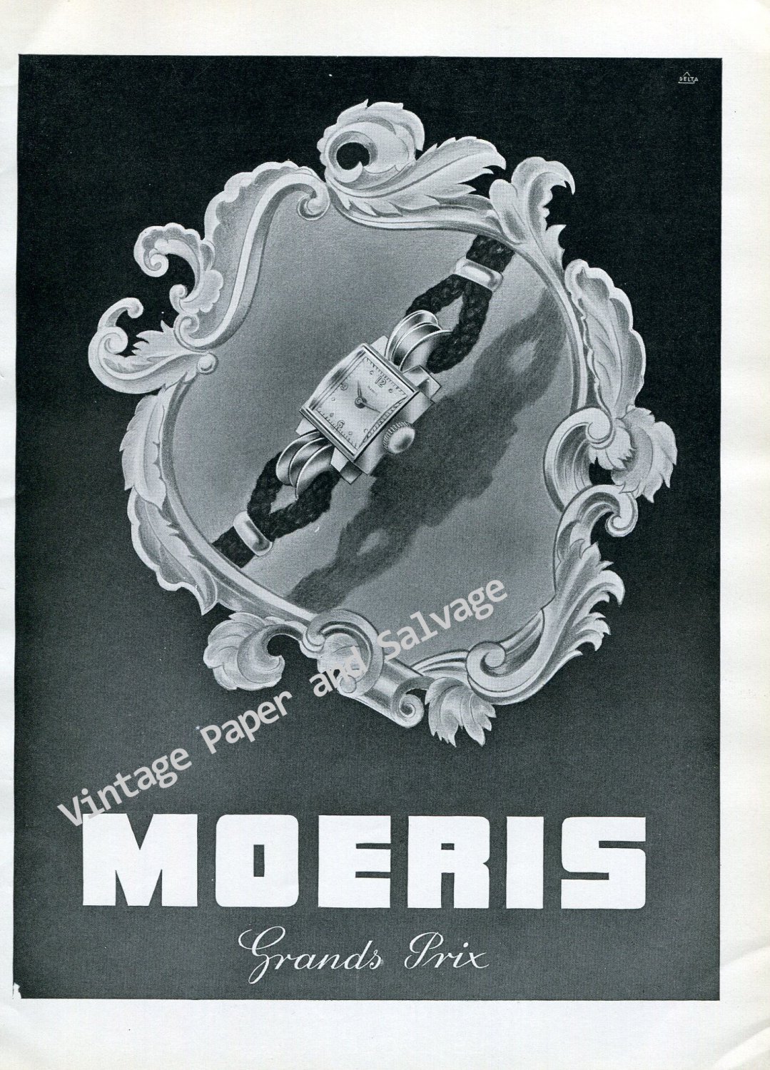 Vintage 1946 Moeris Watch Company Switzerland Original 1940s Swiss Print Ad Advert Suisse