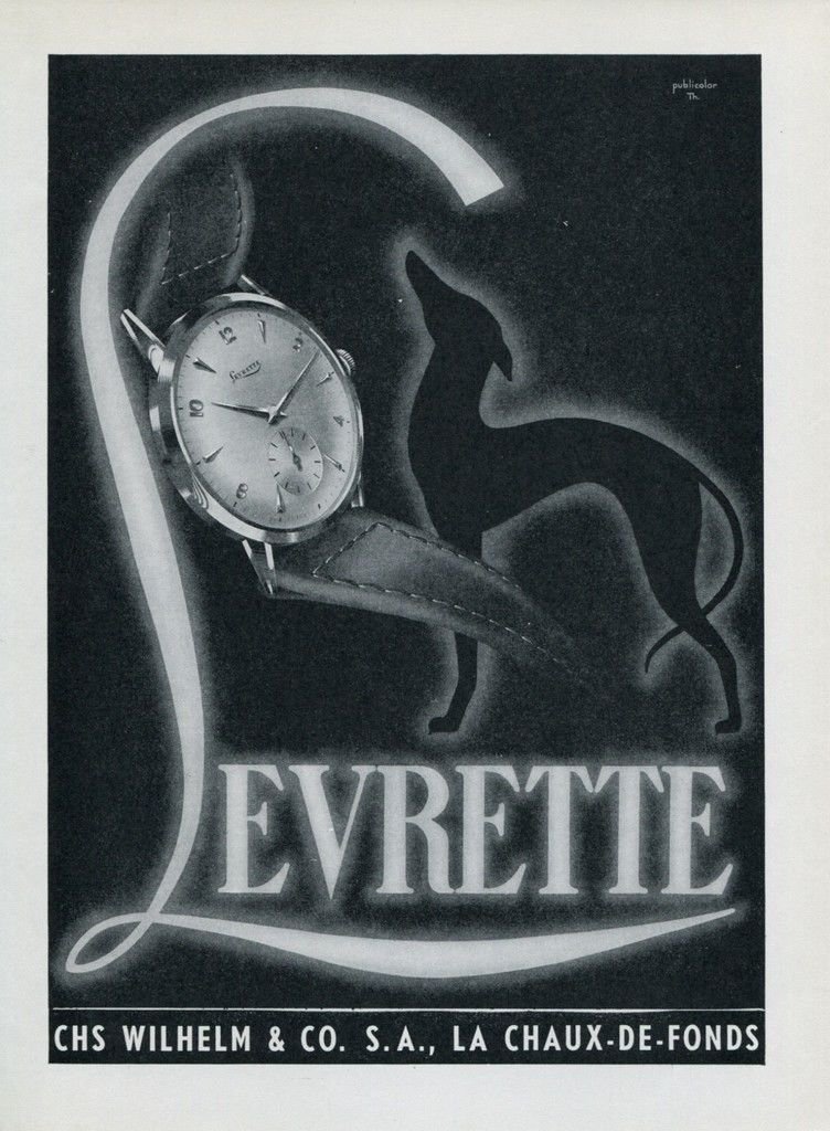 1951 Levrette Watch Company Chs Wilhelm & Co S.A. Switzerland Swiss Ad Advert Suisse