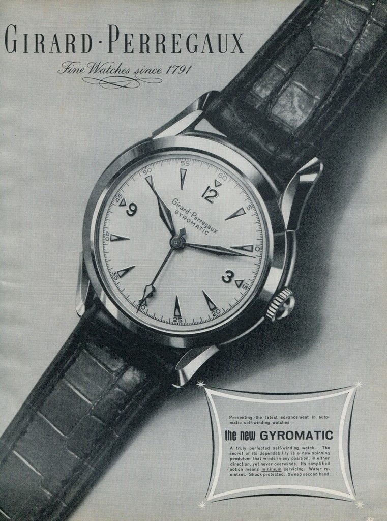 Vintage 1951 Girard-Perregaux SA Gyromatic Watch Advert Publicite Swiss Print Ad Suisse
