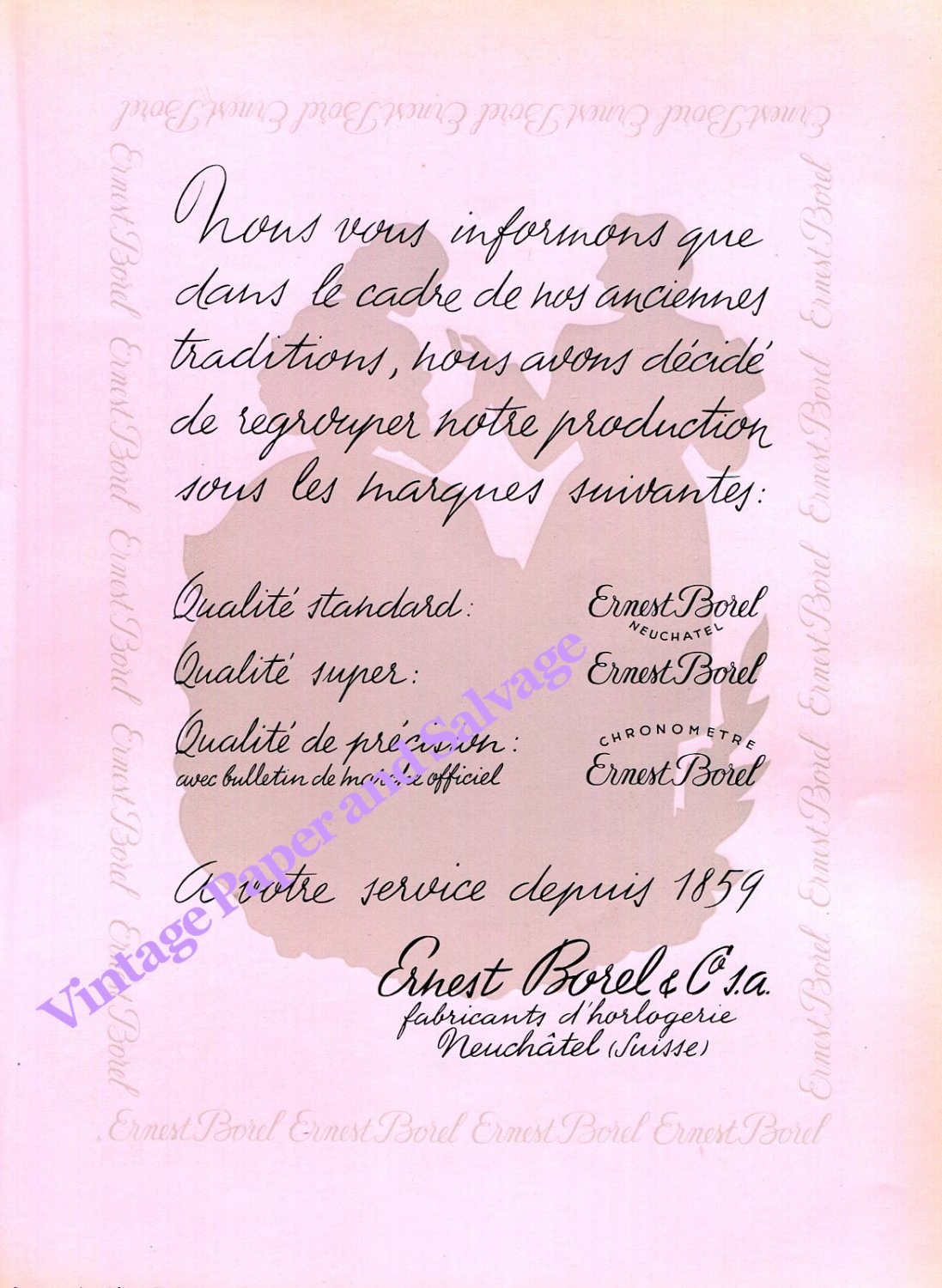 Ernest Borel & Co. S.A. Neuchatel Switzerland Vintage 1946 Swiss AdAdvert Suisse 1940s