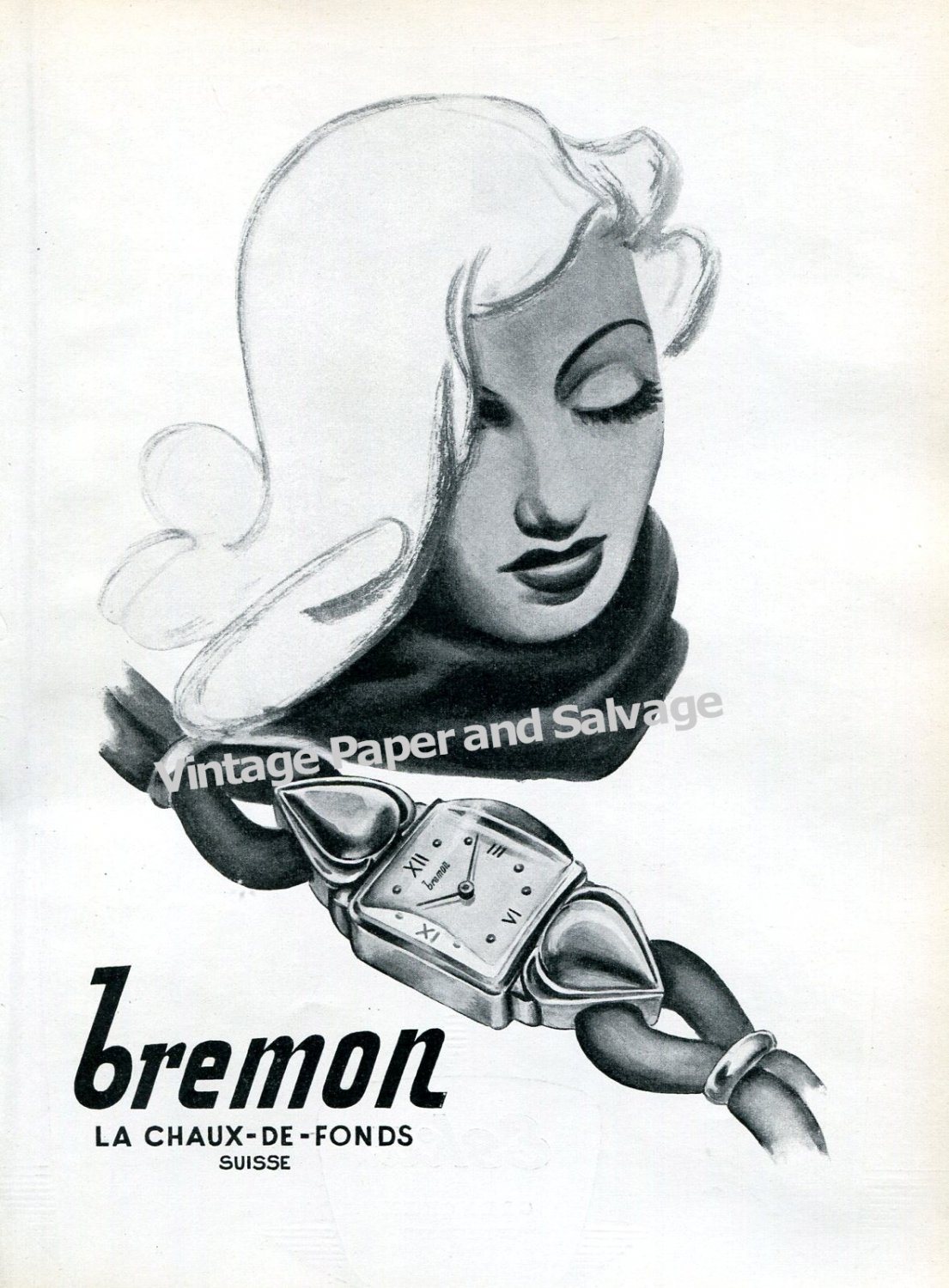 Bremon Watch Company La Chaux-de-Fonds Switzerland 1946 Swiss Ad Advert Suisse 1940s