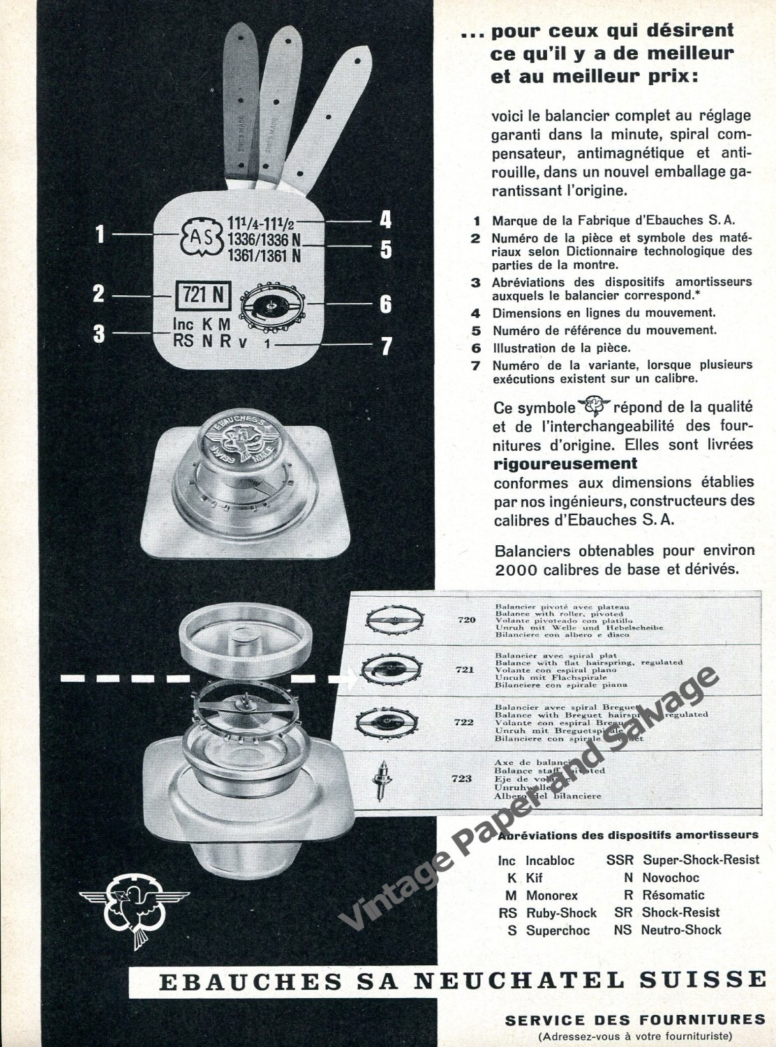 1959 Ebauches SA Neuchatel Switzerland 1950s Swiss Ad Advert Suisse Horlogerie