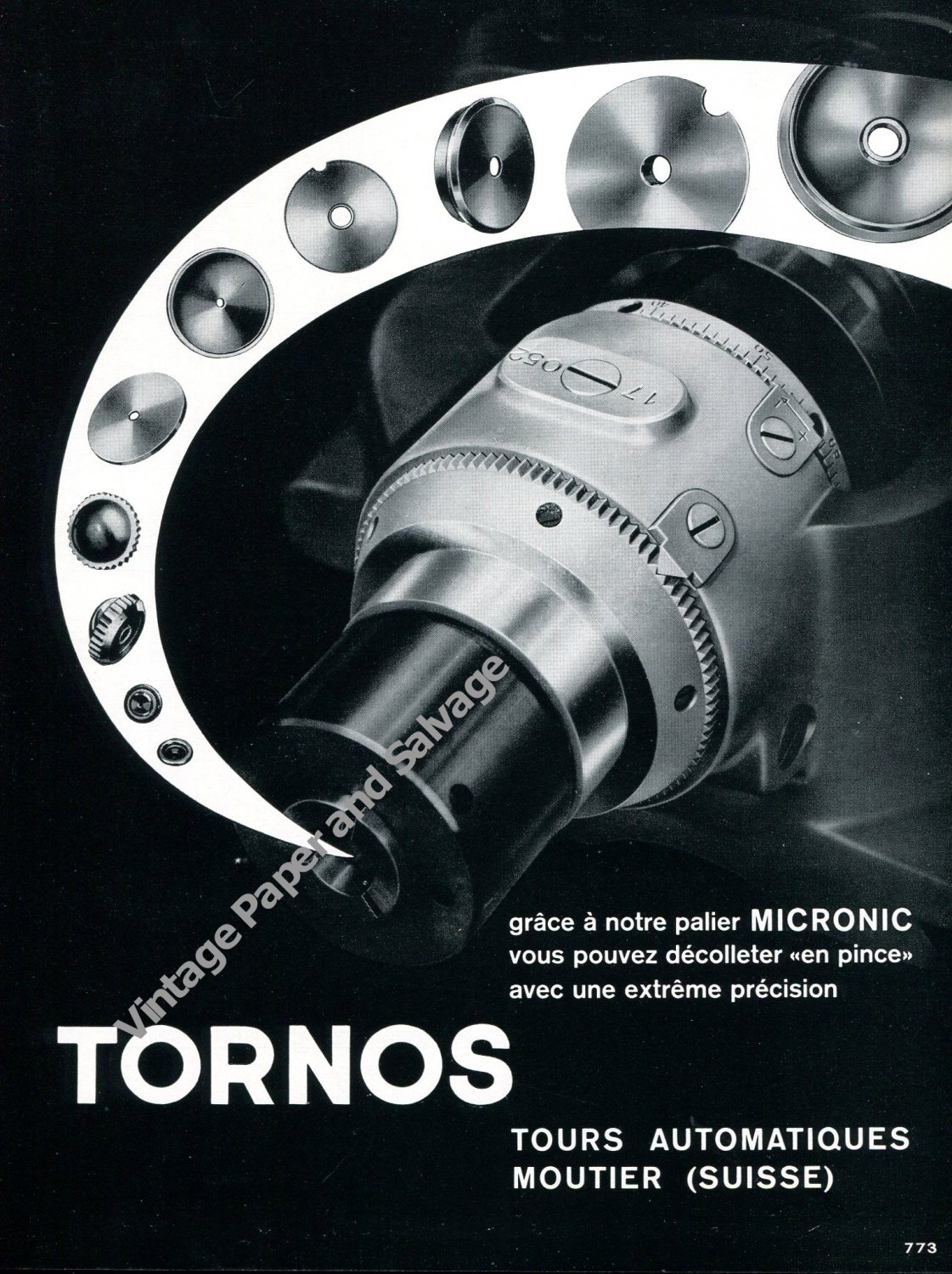 Vintage 1959 Tornos Moutier Switzerland Swiss Ad Advert Suisse Horlogerie Horology