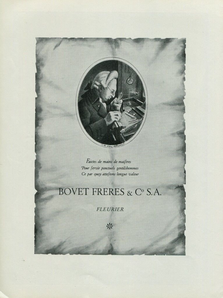 1949 Bovet Freres & Co SA Watch Co Switzerland Vintage 1940s Swiss Ad Advert Suisse