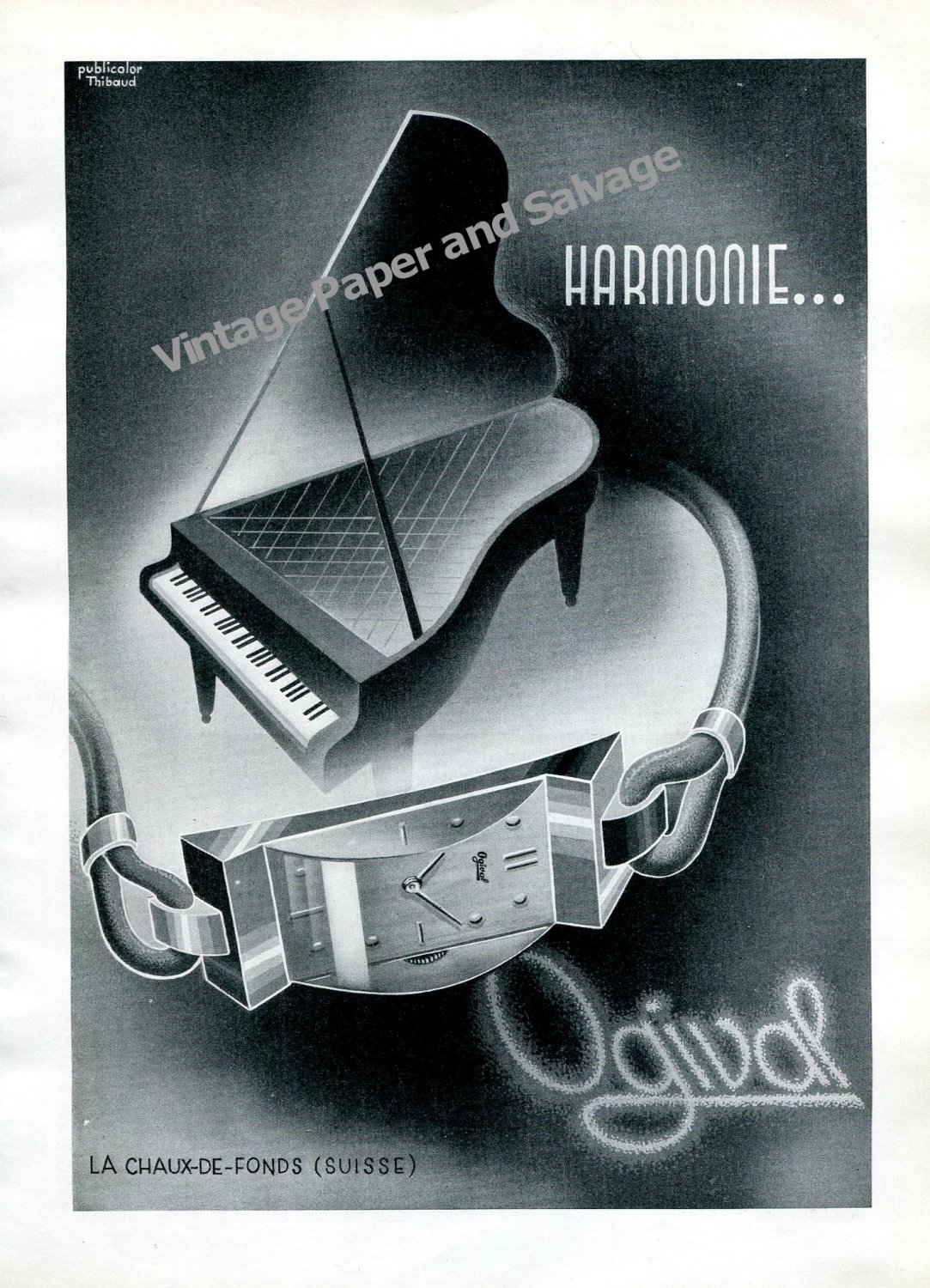 Vintage 1943 Ogival Watch Company Switzerland 1940s Swiss Print Ad Advert Suisse