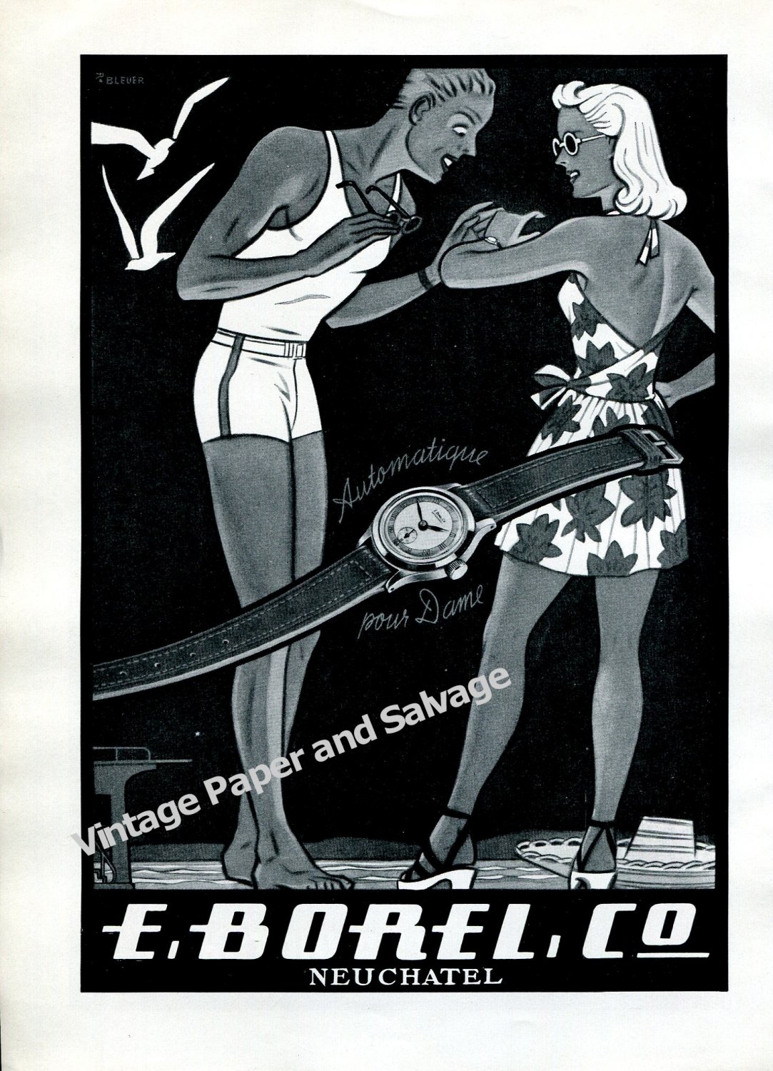 Vintage 1943 E Borel Co Ernest Borel Watch Company Switzerland 1940s Swiss Ad Advert Suisse