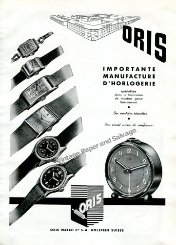 Vintage 1943 Oris Watch Co S.A. Holstein Switzerland 1940s Swiss