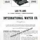 1943 IWC International Watch Company 75 Years Anniversary Switzerland Swiss