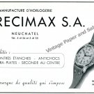 Vintage 1944 Precimax Watch Company Neuchatel Switzerland 1940s Swiss Ad Advert Suisse