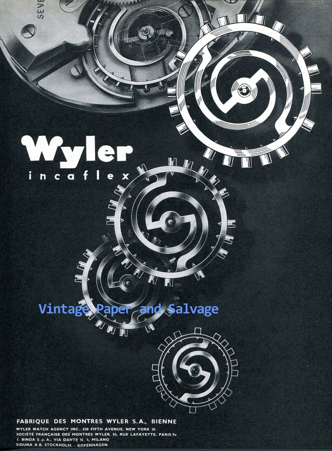 1956 Wyler Watch Company Switzerland 1950s Swiss Print Ad Suisse Publicite Montres Schweiz Suiza