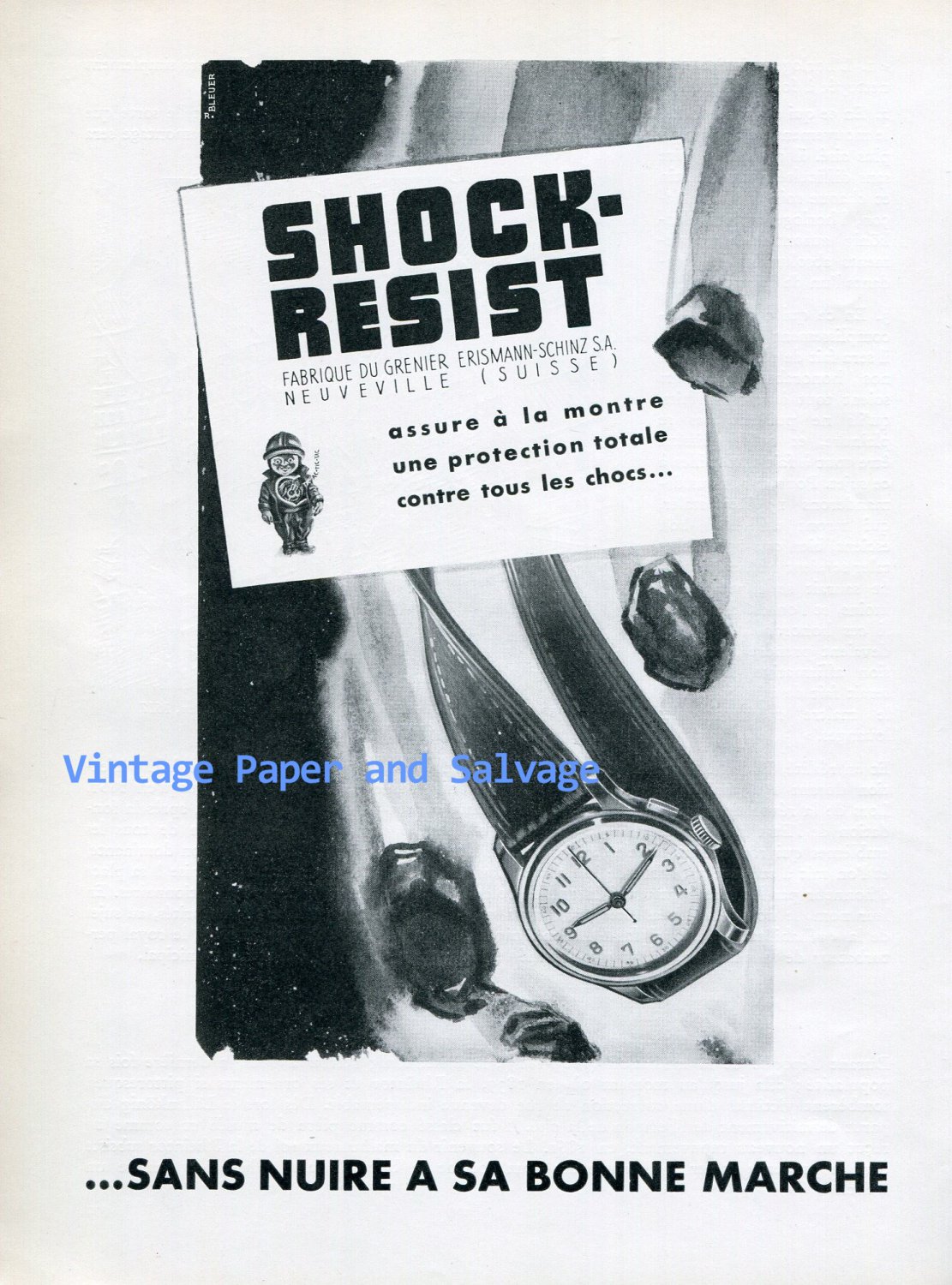 1945 Shock Resist Erismann-Schinz SA Switzerland Swiss Ad Advert Suisse Horology