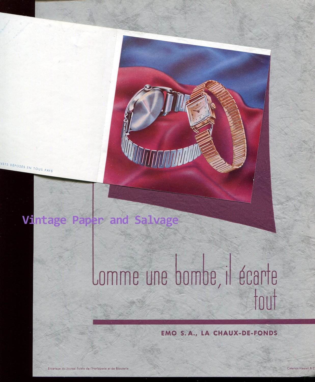 1945 Emo S.A. La Chaux-de-Fonds Switzerland Swiss Print Ad Suisse Horlogerie