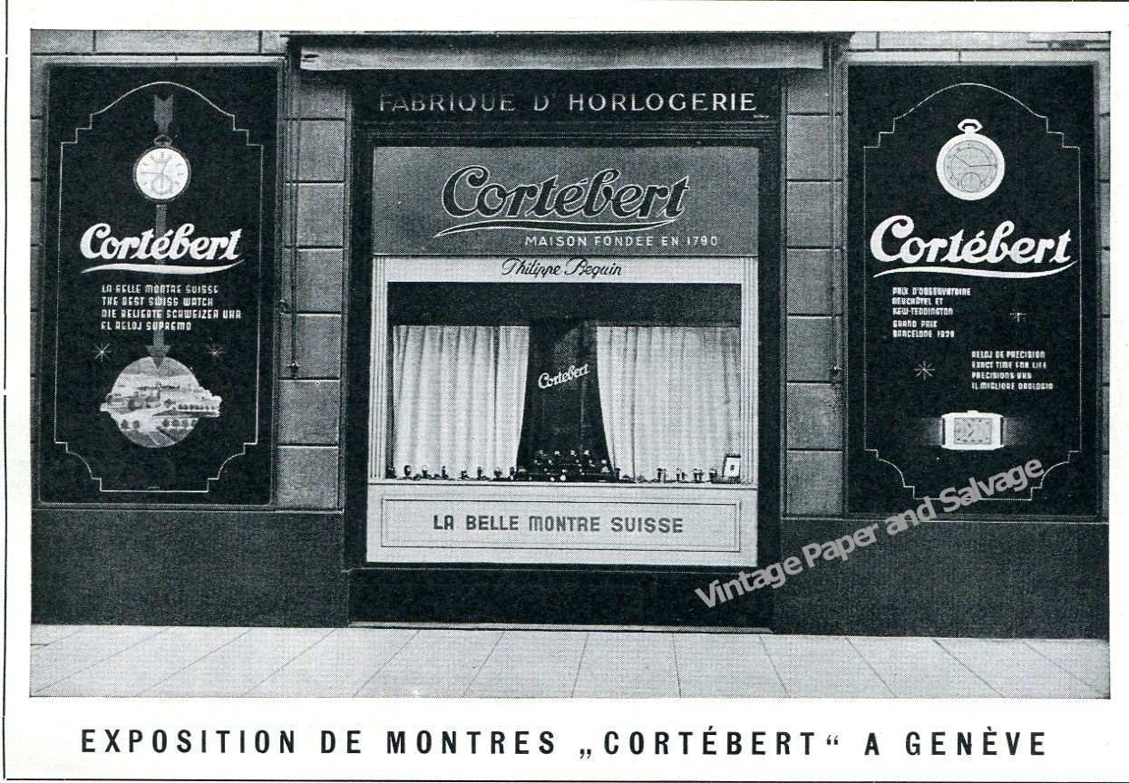 1943 Cortebert Watch Company Switzerland Vintage 1940s Swiss Ad