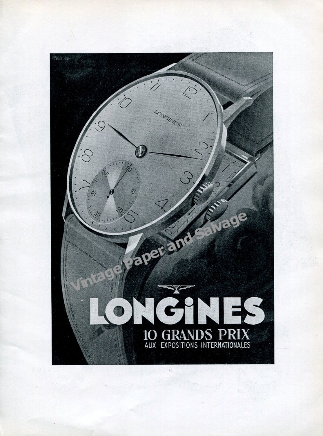 Vintage 1942 Longines Watch Co 10 Grand Prix aux Expositions Internationales Swiss Ad Advert Suisse