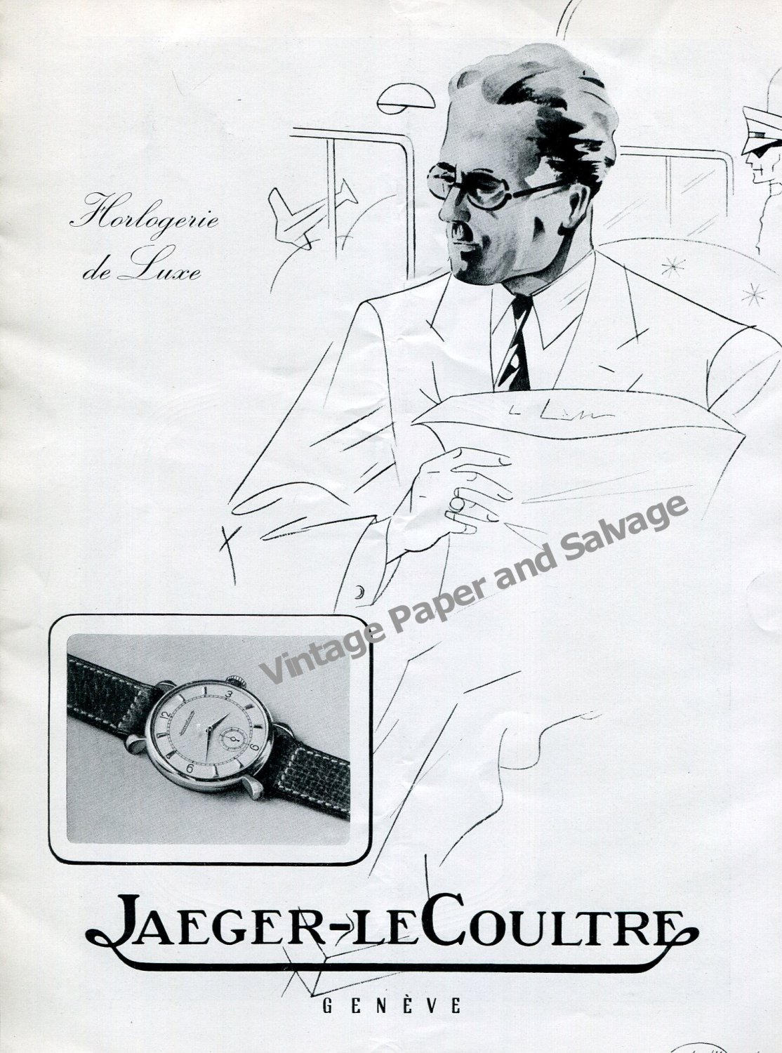 Vintage 1942 Jaeger-LeCoultre Geneve Switzerland 1940s Swiss Ad Advert Suisse
