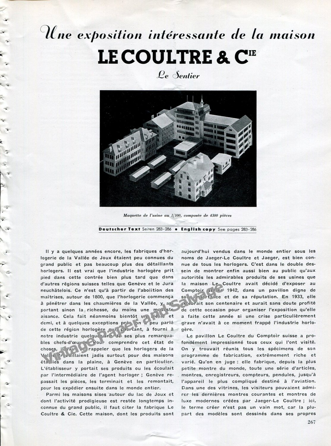Vintage 1942 LeCoultre & Cie Une Exposition Interessante de la Maison Le Coultre Swiss Suisse