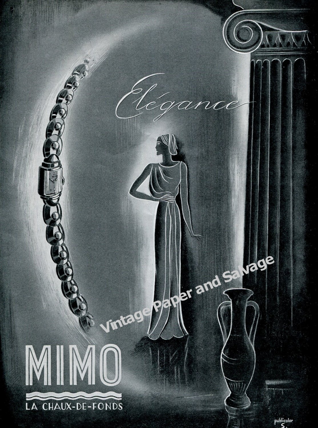 Vintage 1942 Mimo Watch Company La Chaux-de-Fonds Switzerland 1940s Swiss Print Ad