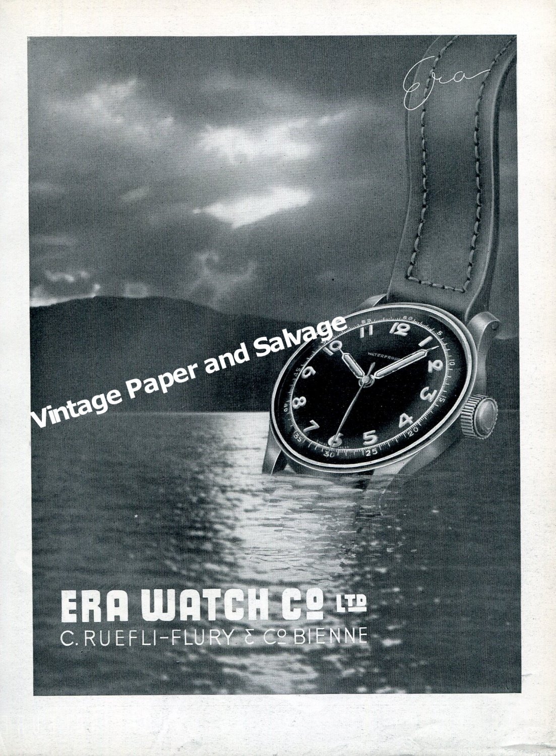 Vintage 1942 Era Watch Company C Ruefli-Flury & Co Switzerland 1940s Swiss Advert Suisse
