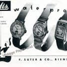 Vintage 1943 Hafis Watch Company F. Suter & Co Switzerland 1940s Swiss Print Ad Suisse
