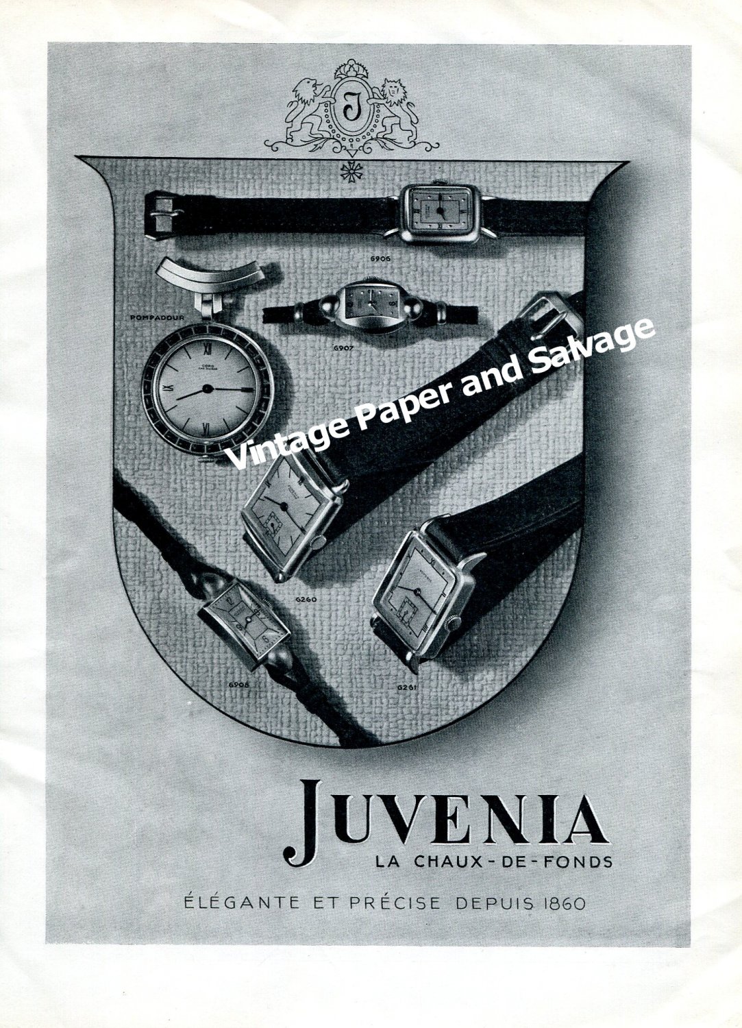 Vintage 1943 Juvenia Watch Company Switzerland 1940s Swiss ...