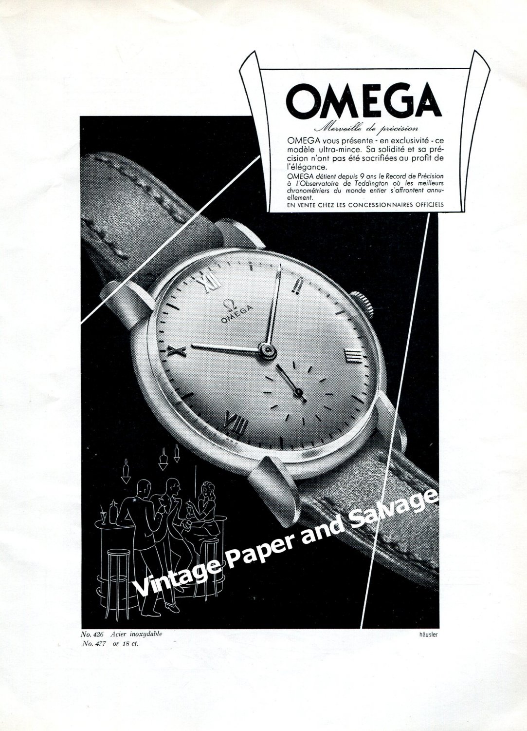 Vintage 1943 Omega Watch Company Switzerland Original 1940s Swiss Print Ad Advert Suisse CH