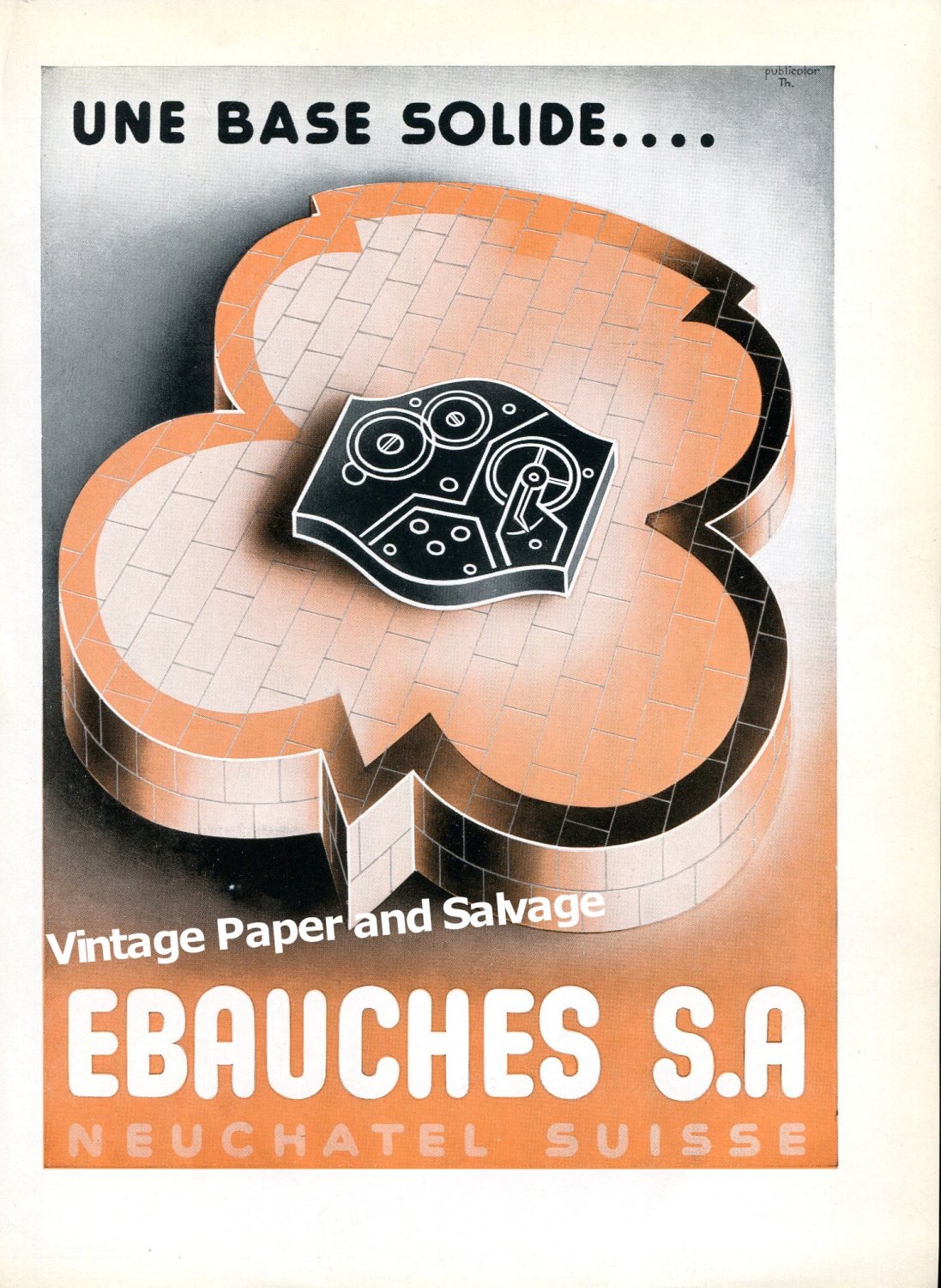 Vintage 1945 Ebauches SA Neuchatel Switzerland 1940s Swiss Print Ad Suisse Horlogerie Horology
