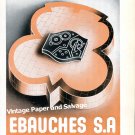 Vintage 1945 Ebauches SA Neuchatel Switzerland 1940s Swiss Print Ad Suisse Horlogerie Horology