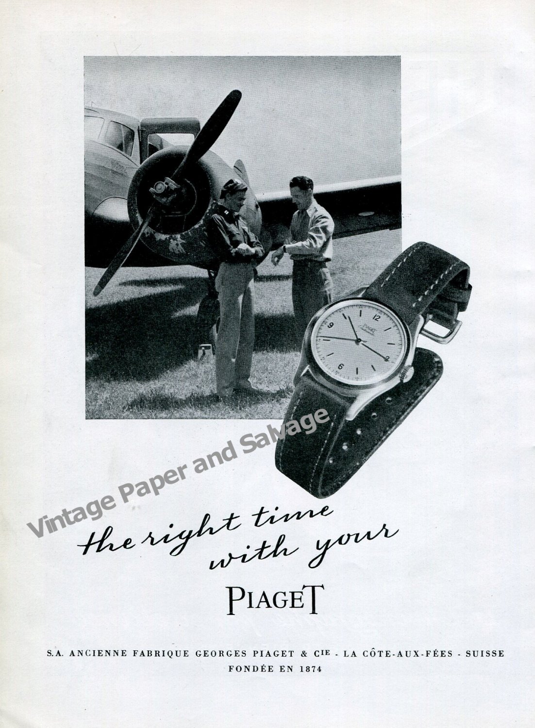 Vintage 1945 Piaget Watch Company The Right Time with Your Piaget