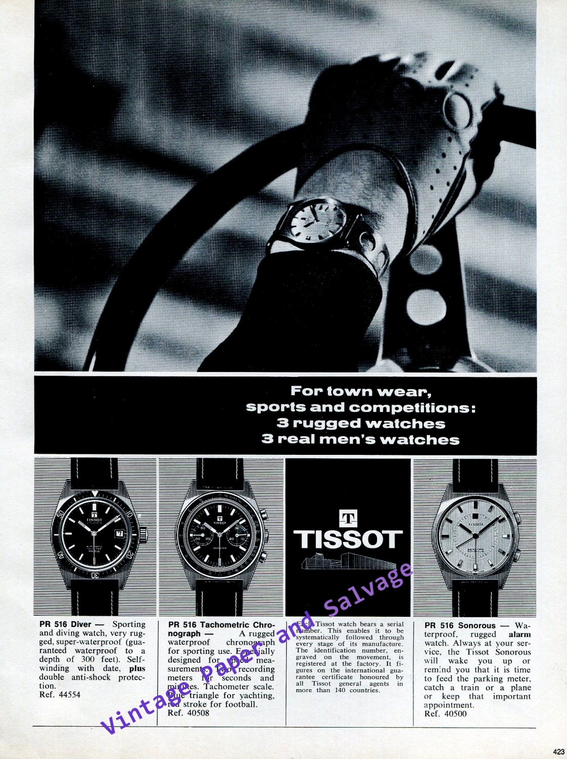 Vintage 1968 Tissot Watch Company Switzerland Swiss Print Ad Publicite ...