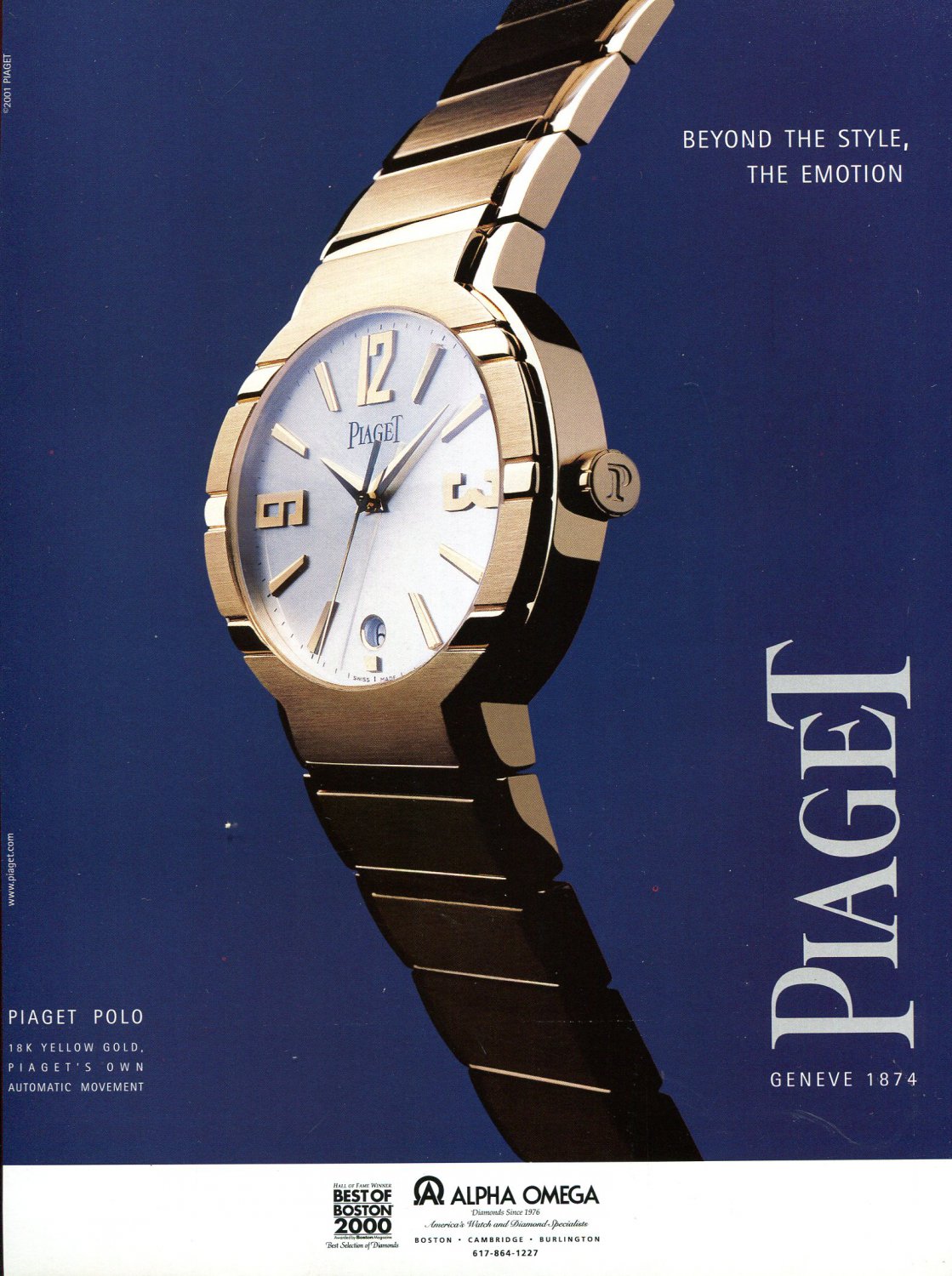 2001 Piaget Watch Company Beyond the Style The Emotion Ad Magazine Advertisement