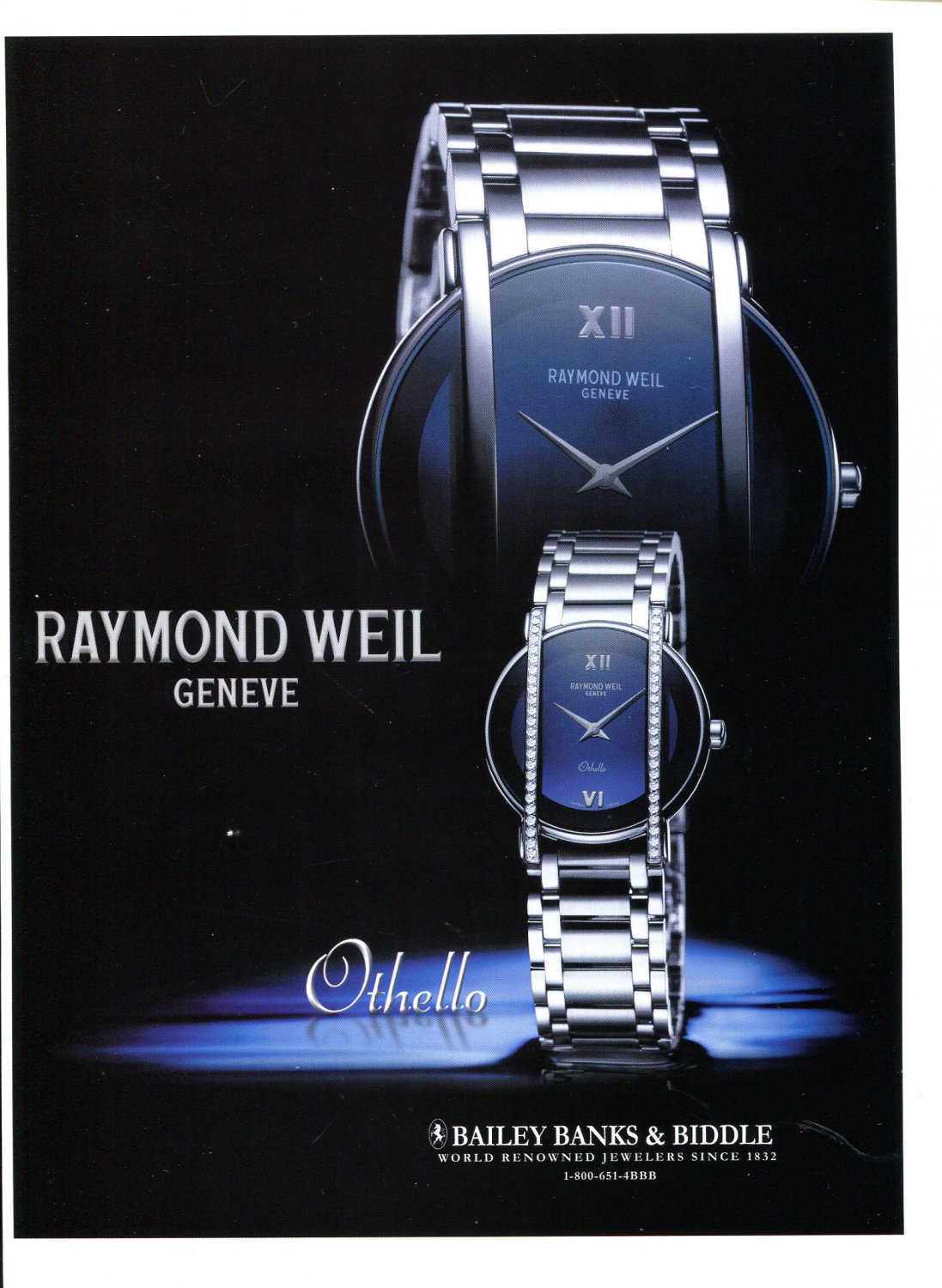 Raymond Weil Watch Company Geneve 2001 Othello Watch Ad Magazine Advertisement