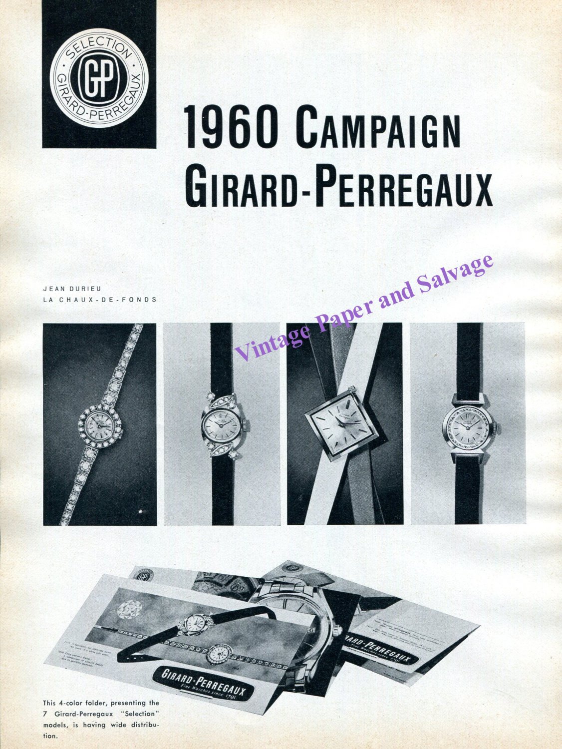 1960 Girard-Perregaux Watch Company Campaign Switzerland Swiss Suisse Schweiz