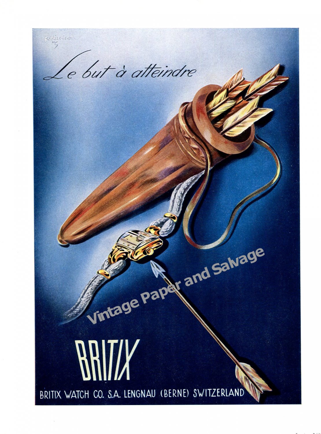 1948 Britix Watch Company Switzerland Vintage 1940s Swiss Print Ad Suisse