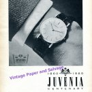 1960 Juvenia Watch Company Centenary 100 Year Anniversary Swiss Print Ad Suisse