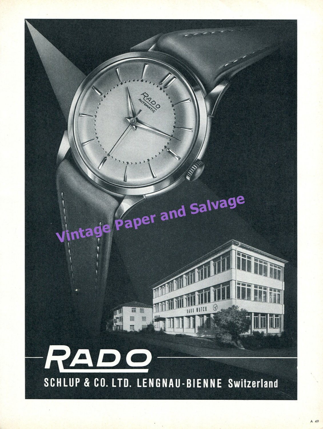 1957 Rado Watch Company Schlup & Co Switzerland Vintage 1950s Swiss Print Ad