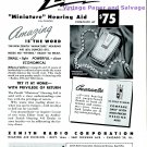 1949 Zenith Radio Corporation Miniature Hearing Aid Print Ad Advertisement 1940s 1949 Zenith Radio Corporation Miniature Hearing Aid Print Ad Advertisement 1940s