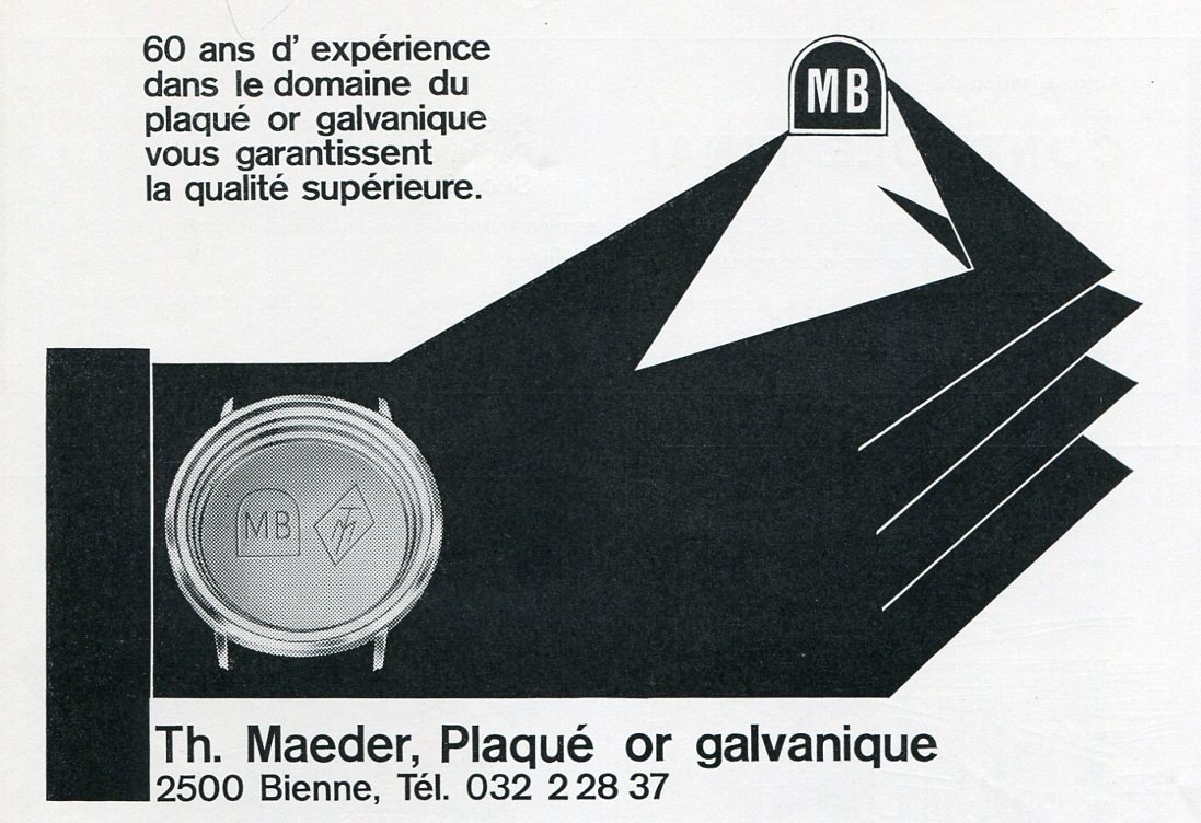 1969 Th. Maeder Bienne Switzerland Theodore Maeder MB Horology Horlogerie Advert